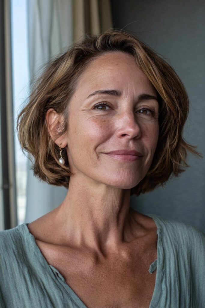 25 Layered Lob Hairstyles for Women Over 50 That Add Volume 11 Long layered bob with side fringe