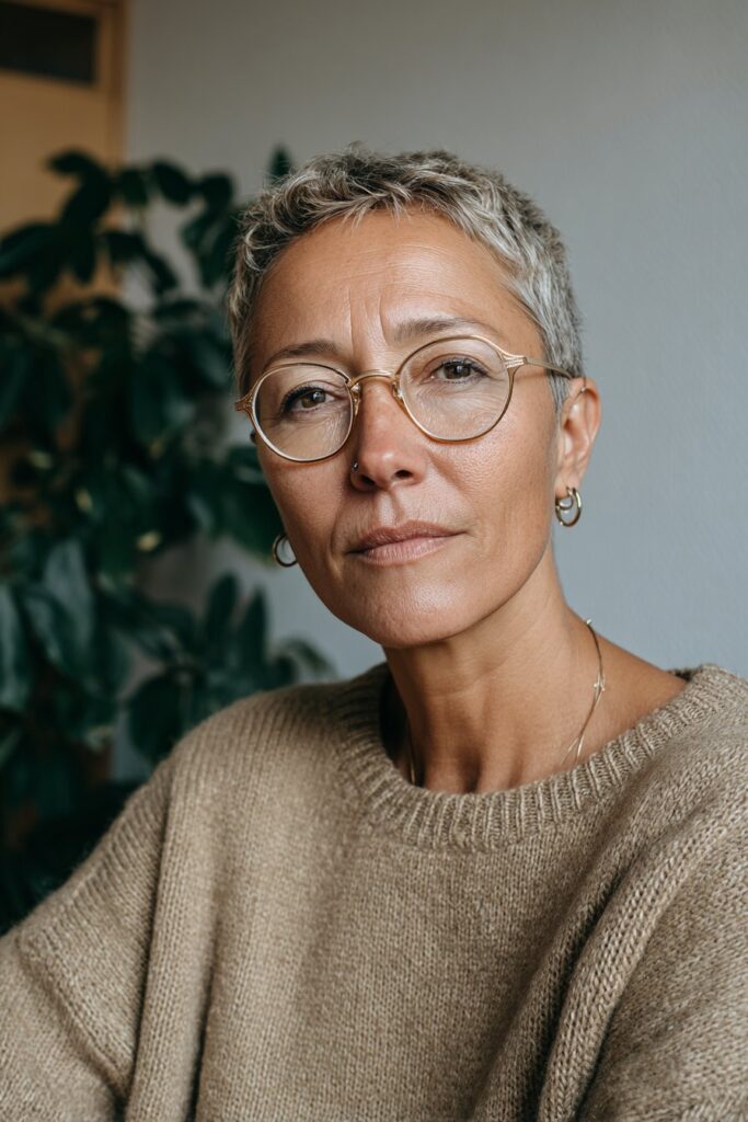25 Short Hairstyles for Women Over 50 With Glasses 24 Long pixie with side volume