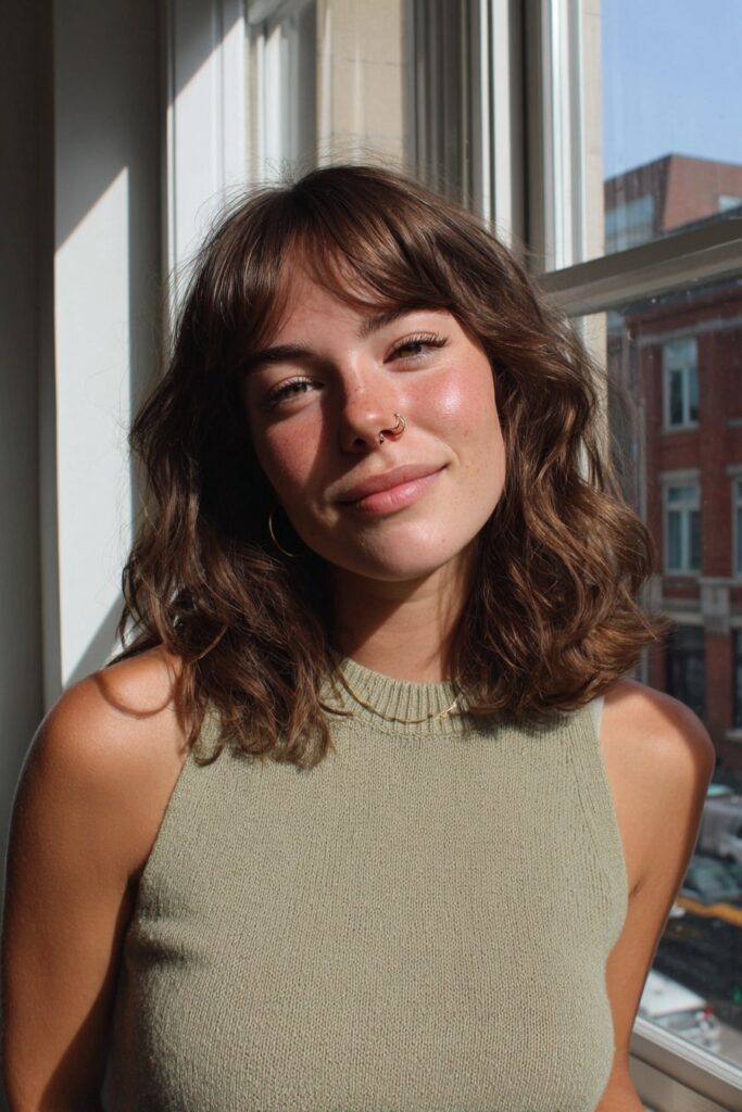 Long wolf cut with bangs