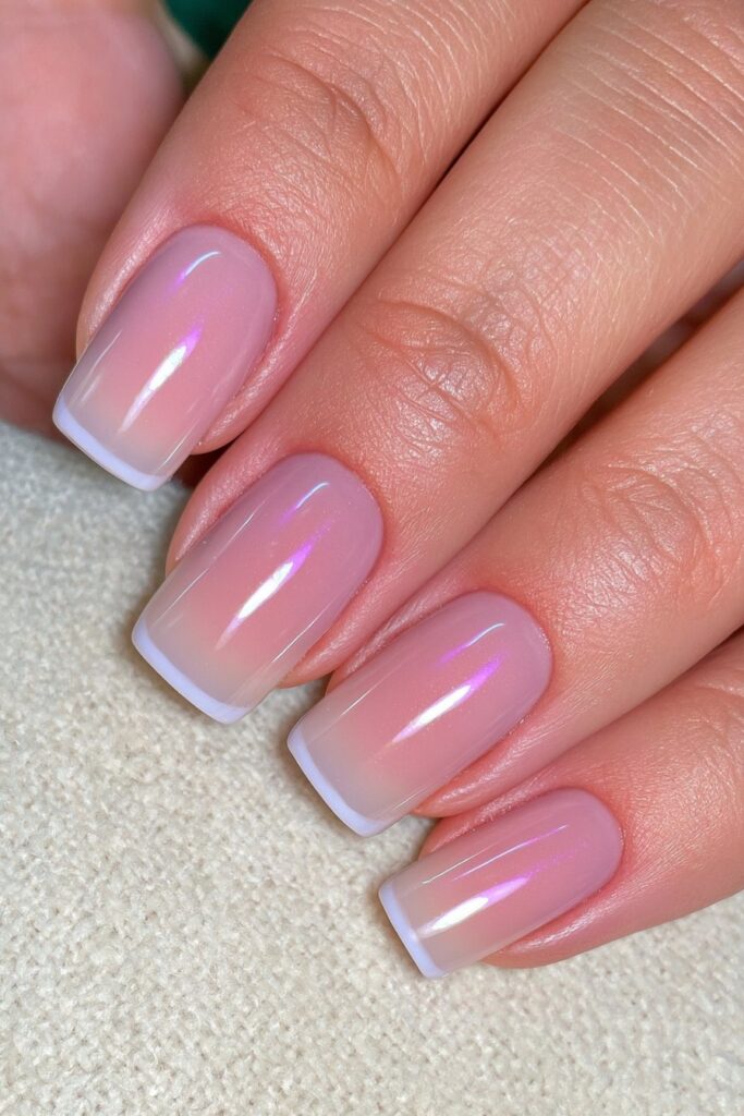 Milky base micro French tips