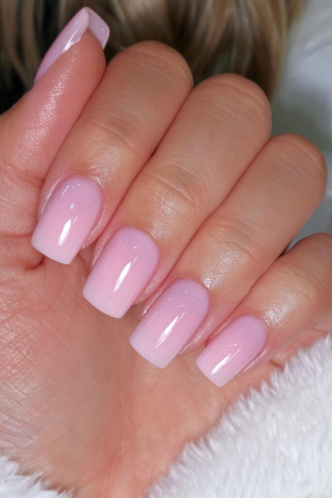 Milky nude squoval nails