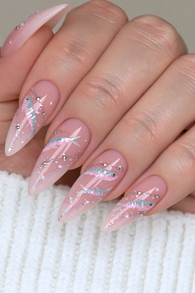 Milky white manicure for August