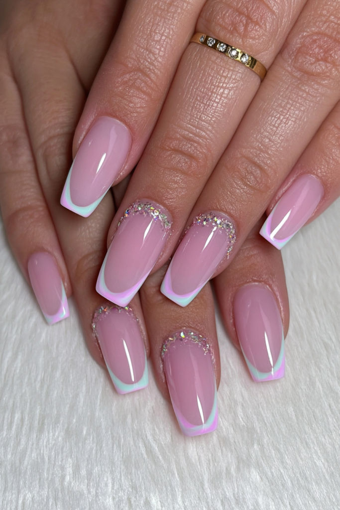 Mint French tips nails