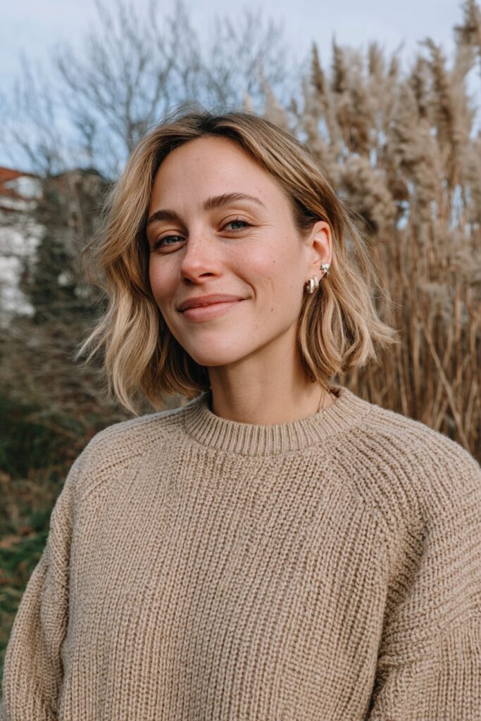 Mushroom beige blonde hair color