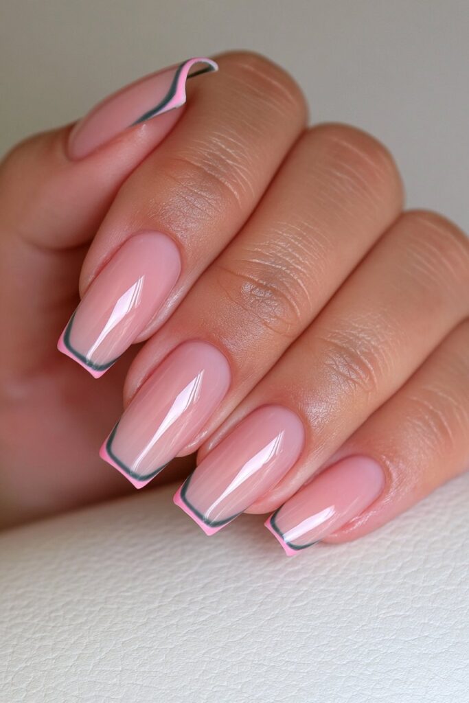 Navy French tips nails