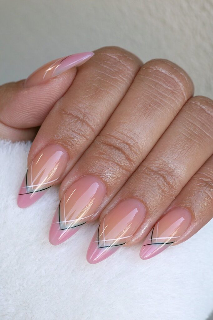 Negative space geometric nails
