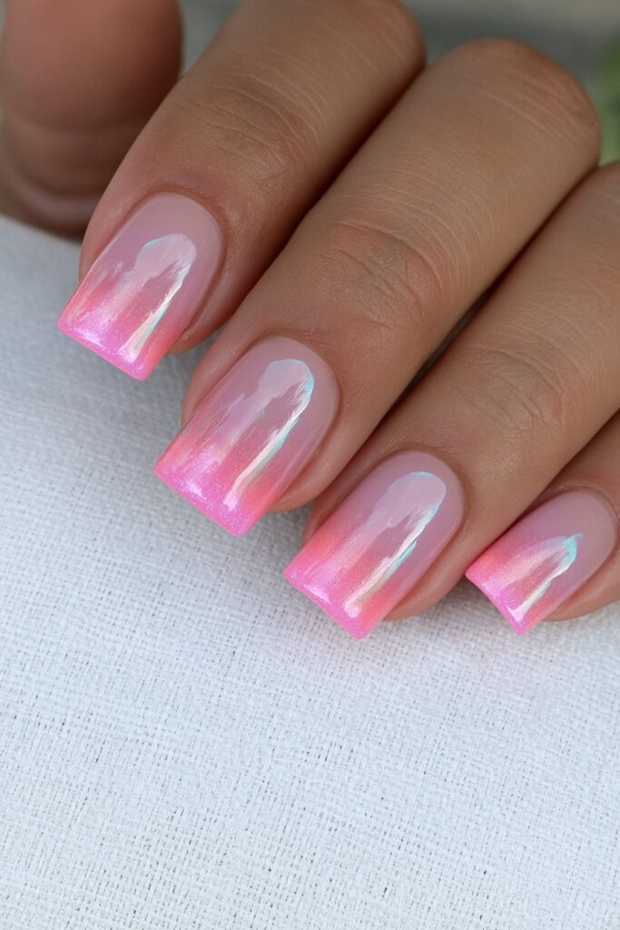 Neon ombré short nails