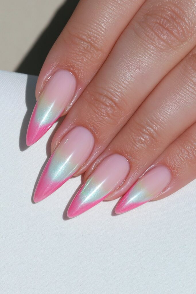 Sunset ombré almond nails