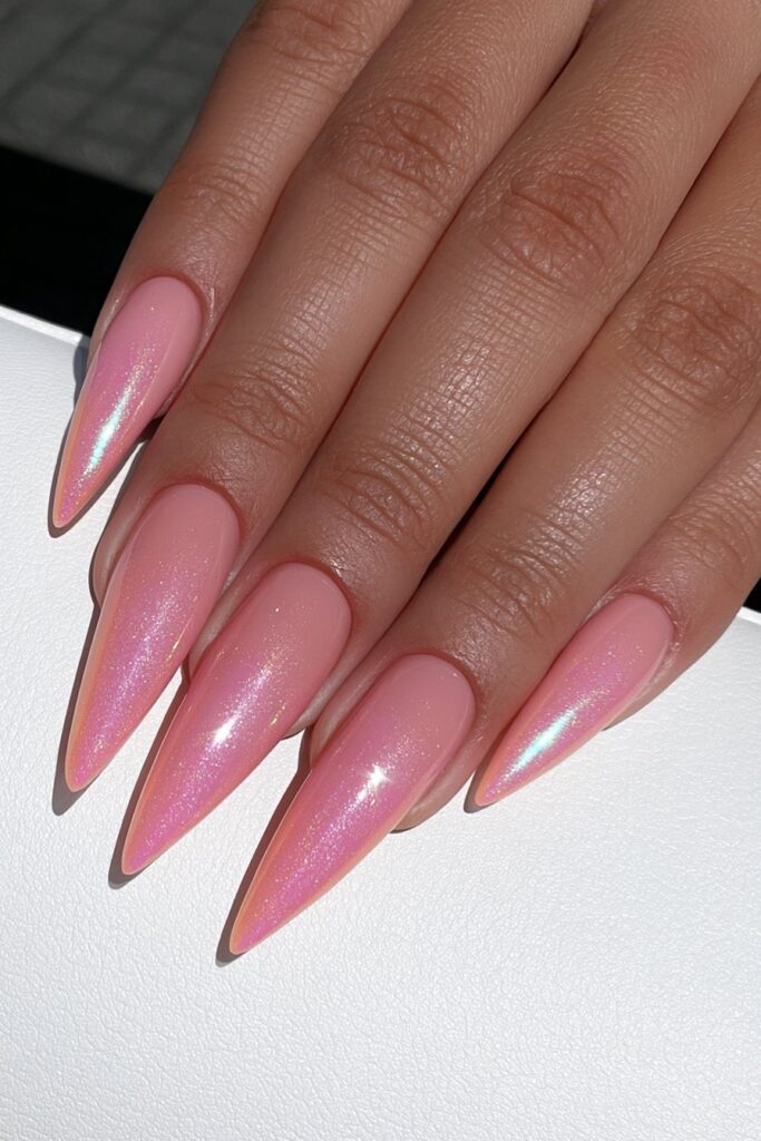 Orange pointed almond nails