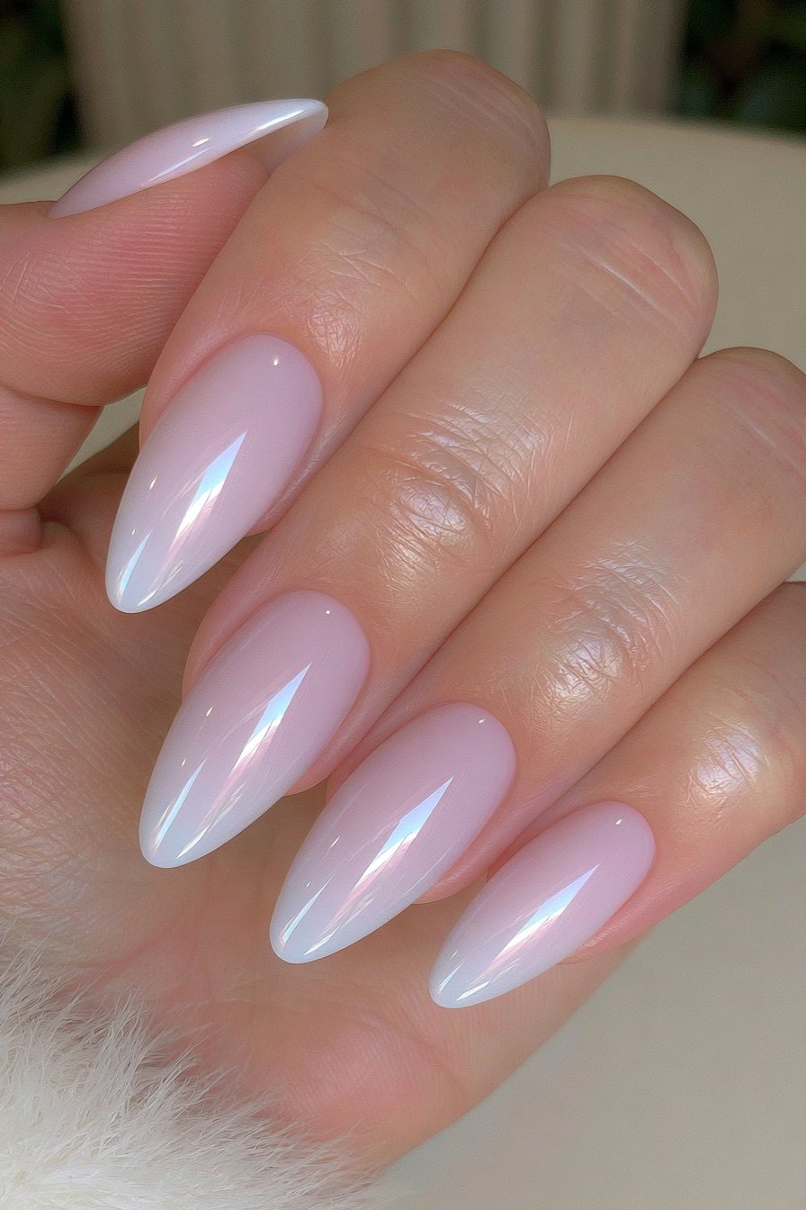Pastel Blue Gel Shine Nails