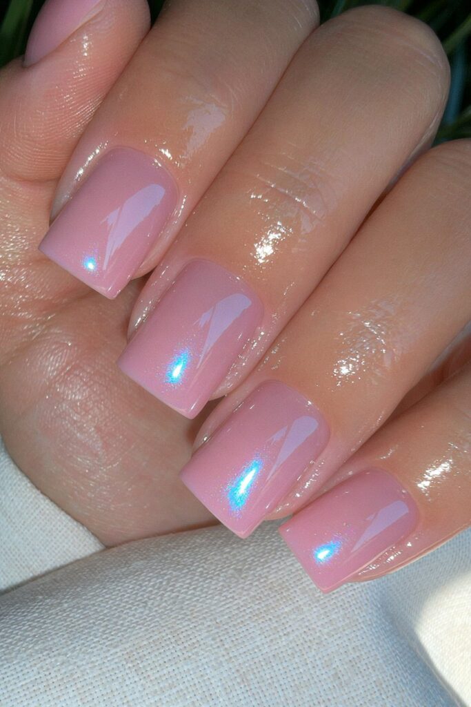 Peach blush short August nails