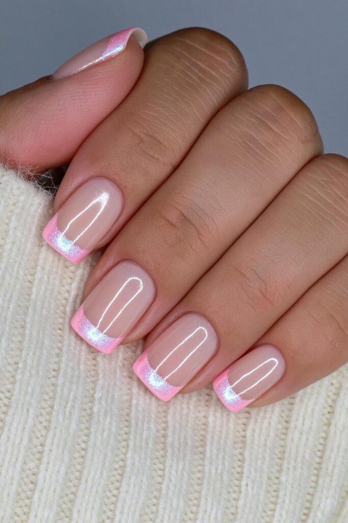 Pearl chrome school nails