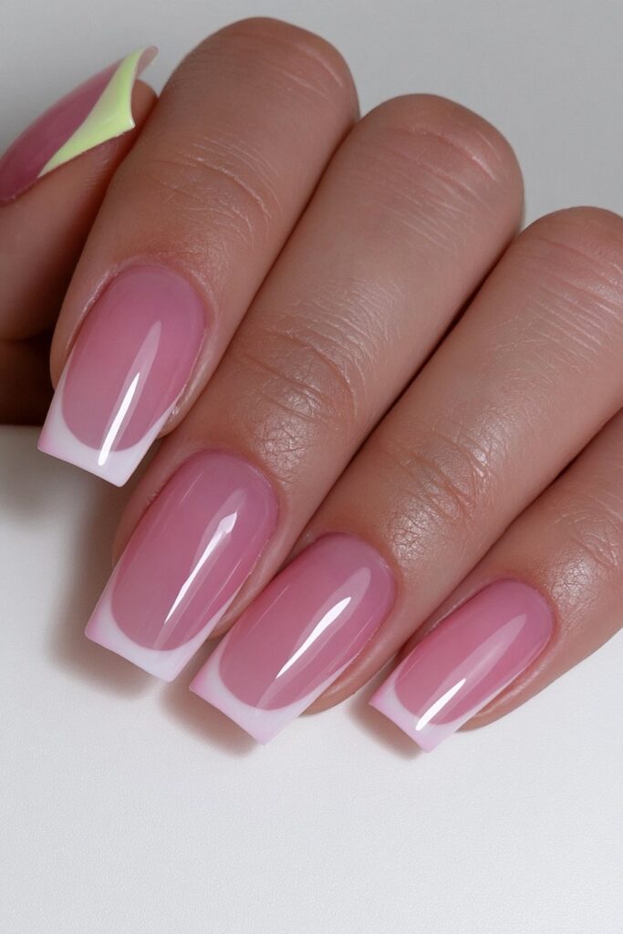 Pencil-yellow French tip nails