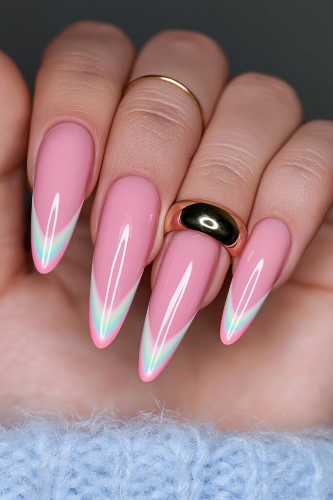 Pink gold ombré French tips