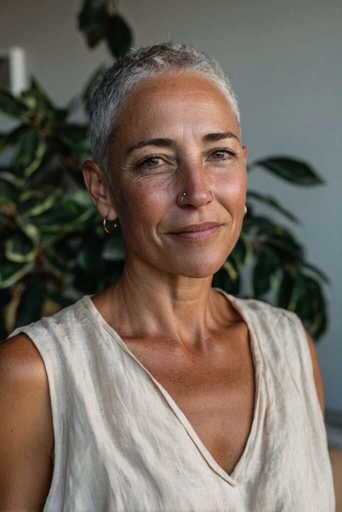 Grey pixie cut for women over 50