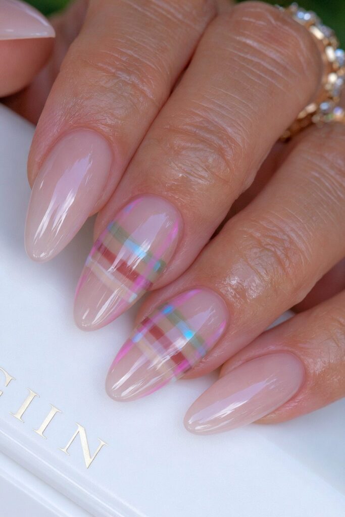 Plaid tartan accent nails