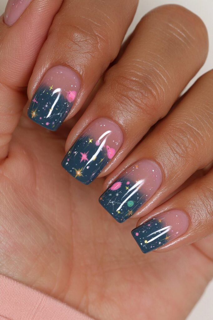 22 Back to School Nails for Teachers That Are Professional 10 Planets and stars nail art