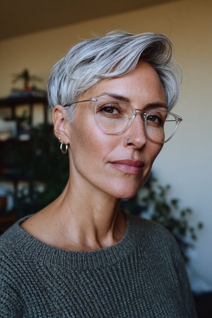 25 Short Hairstyles for Women Over 50 With Glasses 7 Power bob with glasses over 50