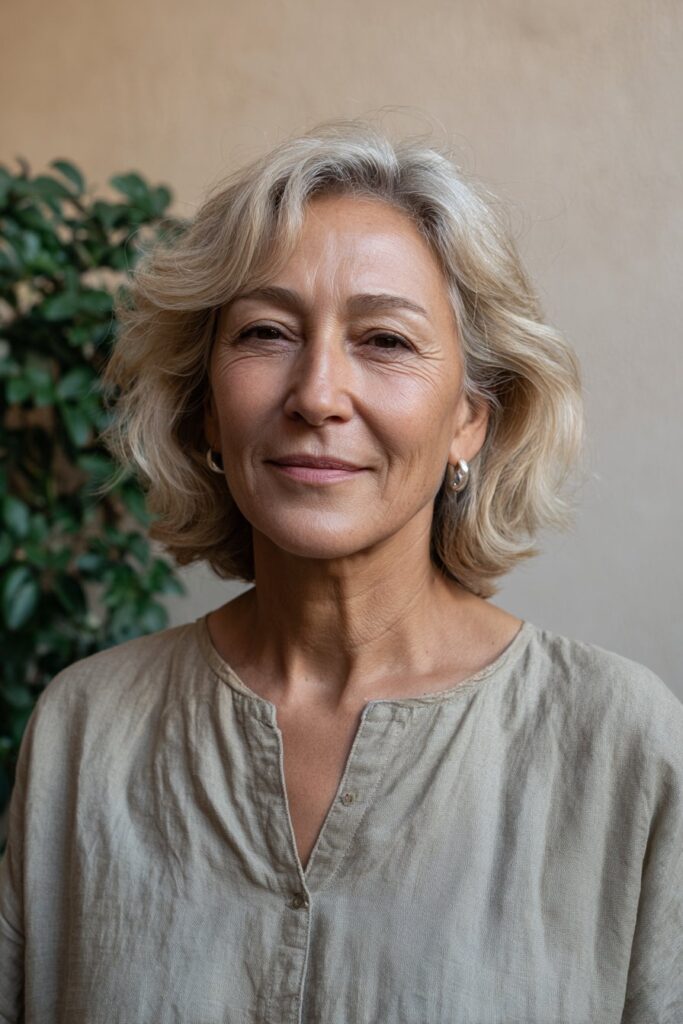 25 Medium Short Wispy Haircuts for Women Over 60 7 Wavy bob with wispy layers
