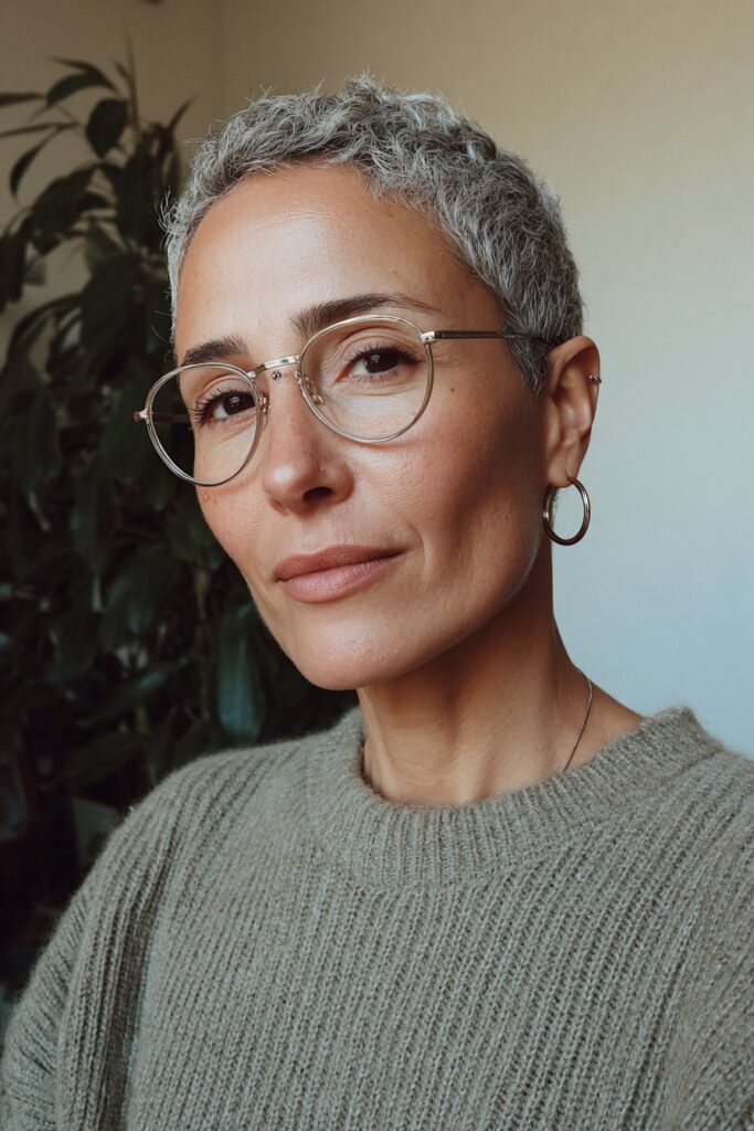 25 Short Hairstyles for Women Over 50 With Glasses 21 Rooty balayage pixie with glasses