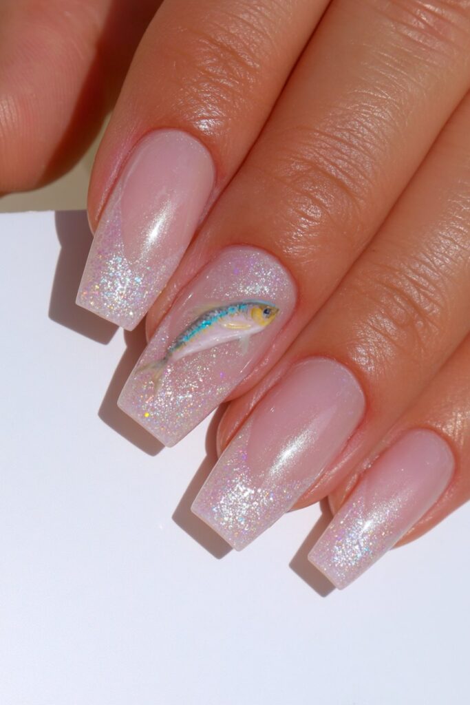 Sardine accent short nails