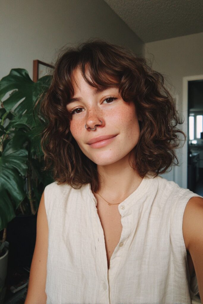 Shaggy wolf cut with bangs