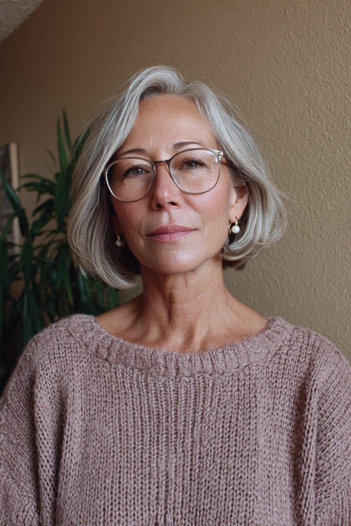 25 Short Hairstyles for Women Over 50 With Glasses 15 Layered cut with babylights over 50