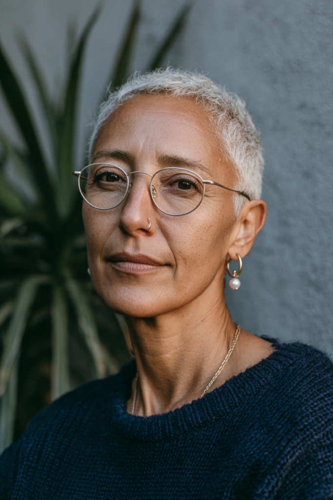 25 Short Hairstyles for Women Over 50 With Glasses 17 Wispy fringe pixie with glasses