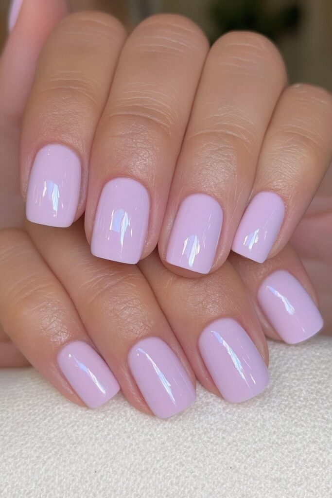 Short round solid color nails