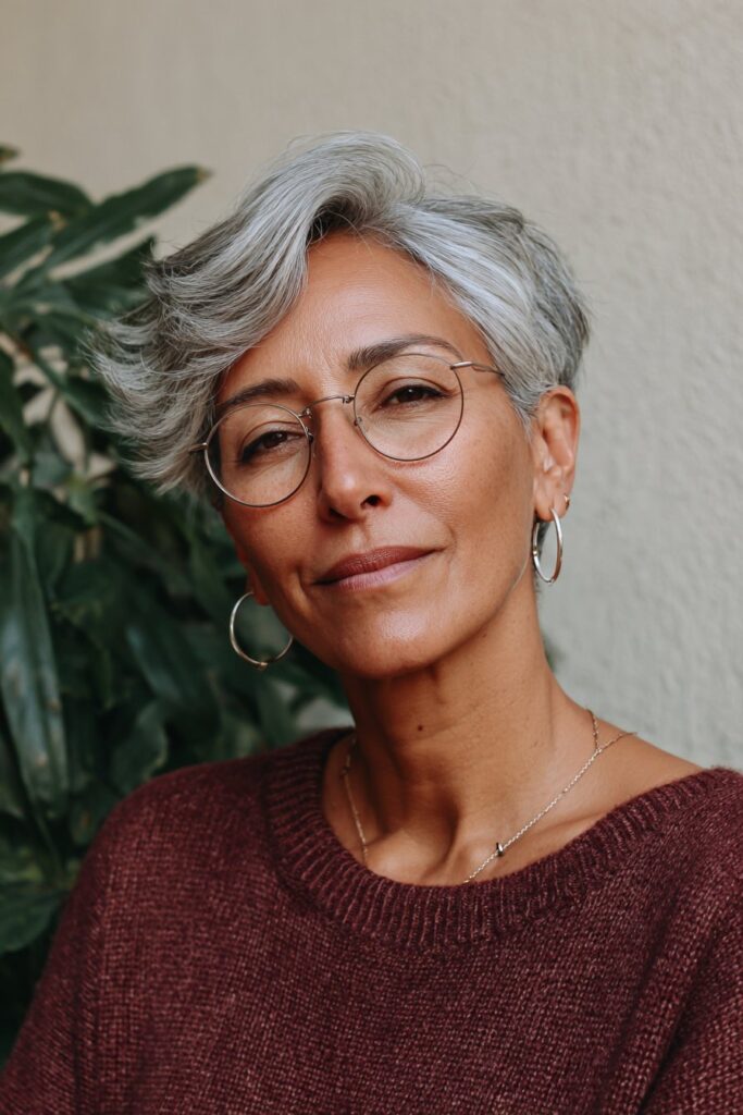 25 Short Hairstyles for Women Over 50 With Glasses 25 Short shag with piecey layers