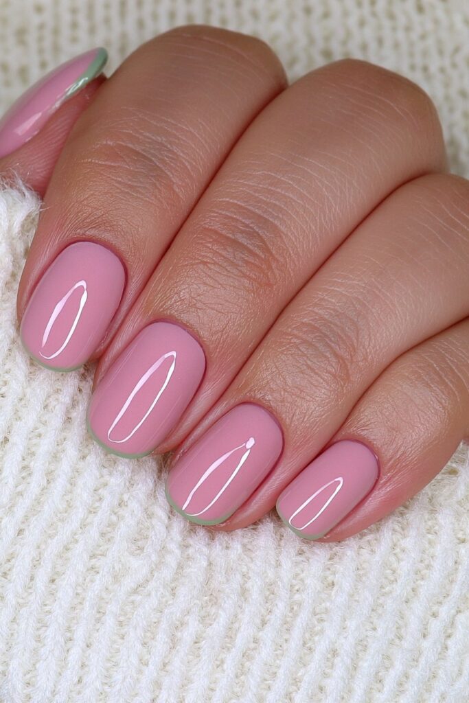 Simple olive green nails
