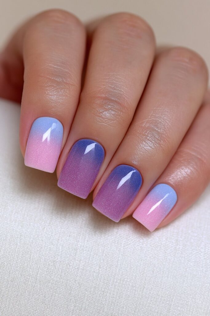 Simple two-tone blue nails