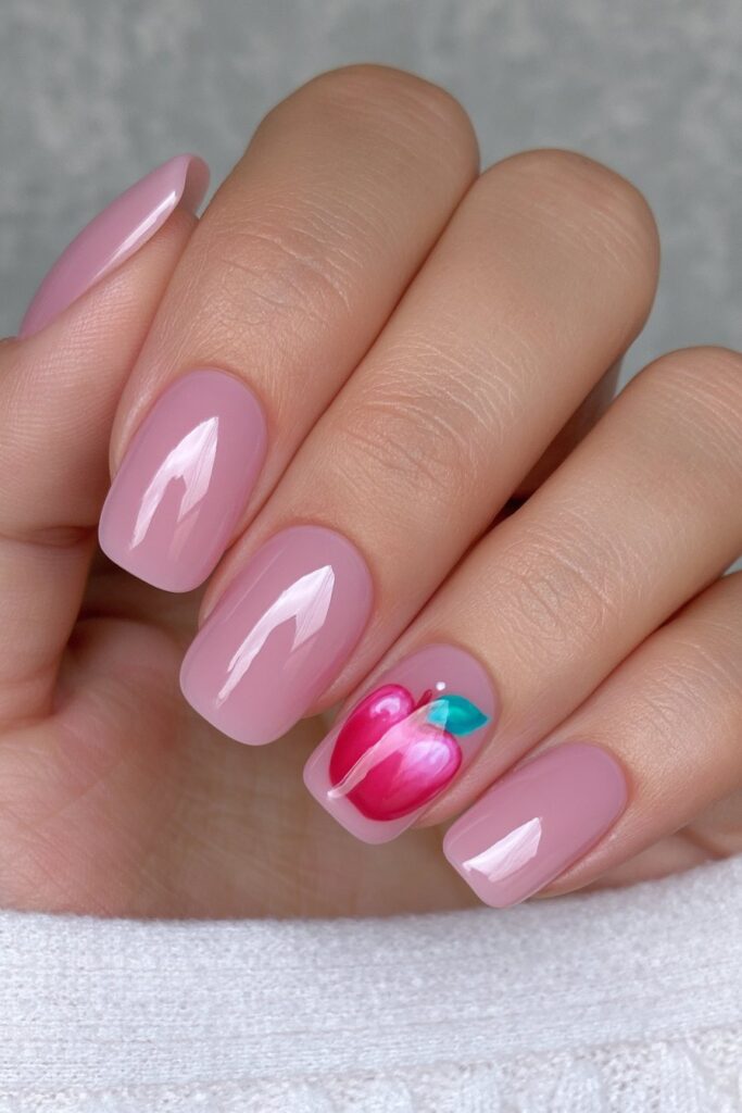 Red apple accent nail