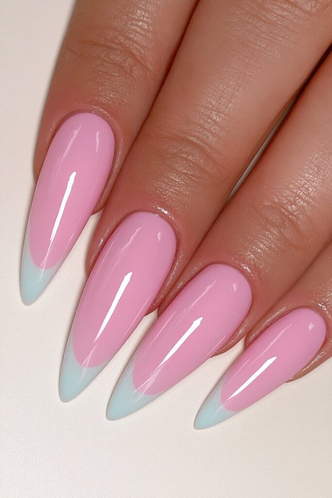 Sky blue almond August nails