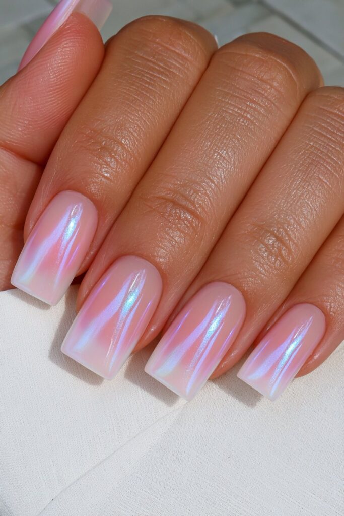 Soft chrome veil jelly nails