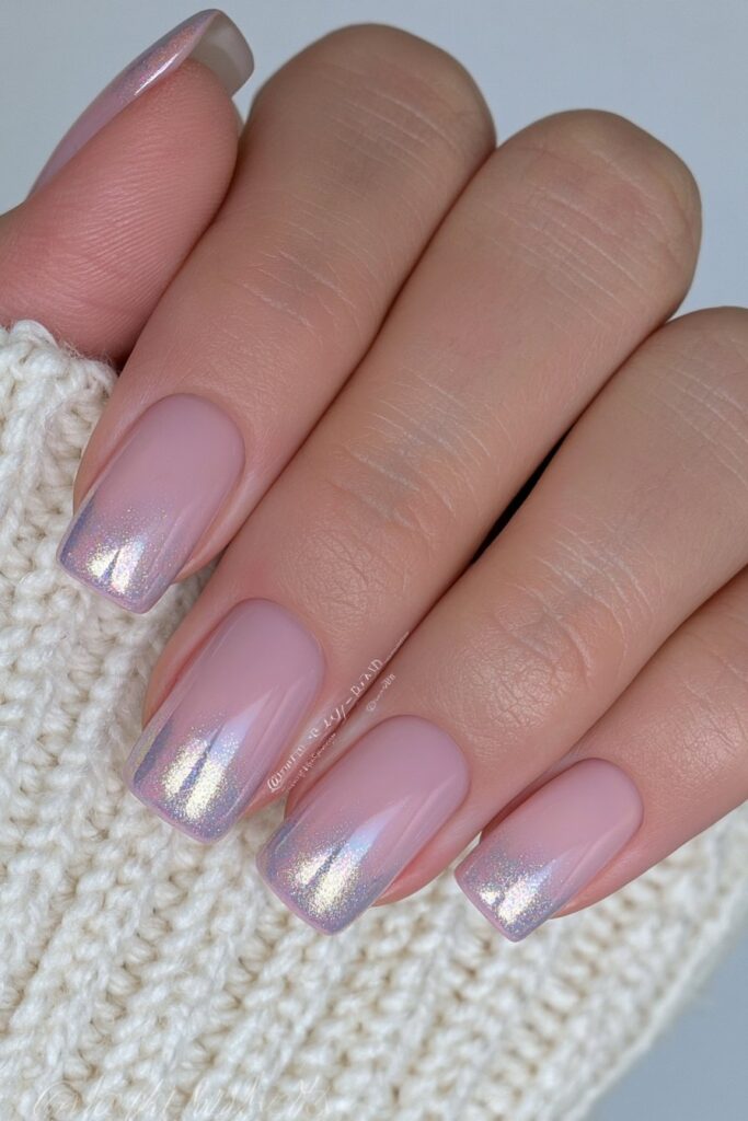 Soft gold chrome nails