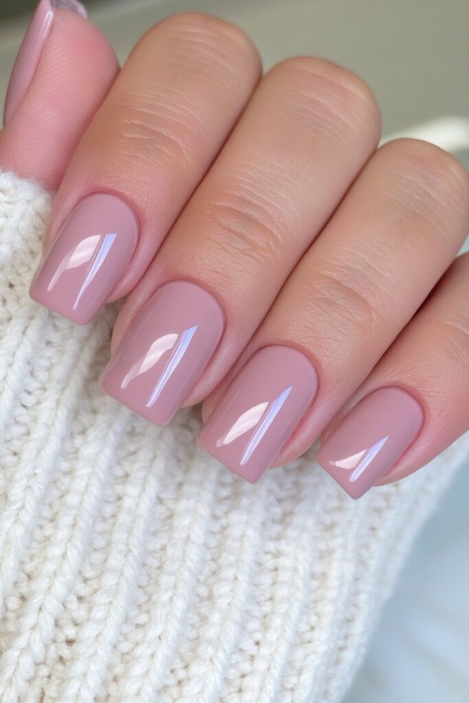 Terracotta glossy short nails