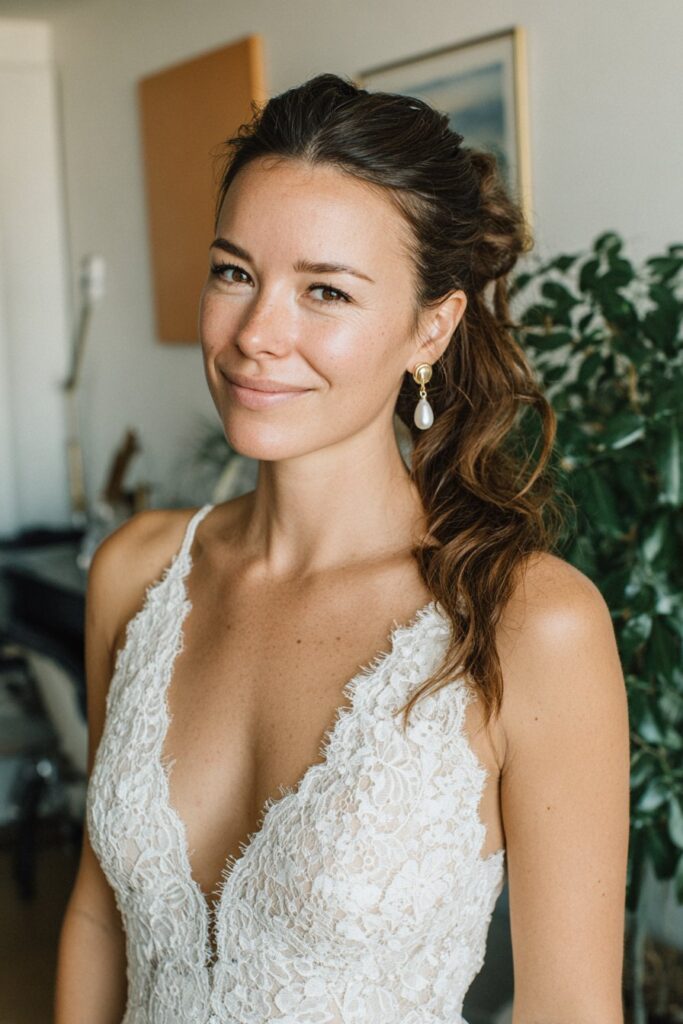 25 Beautiful Bubble Ponytail Hairstyles for Wedding 12 Textured bubble ponytail for wedding