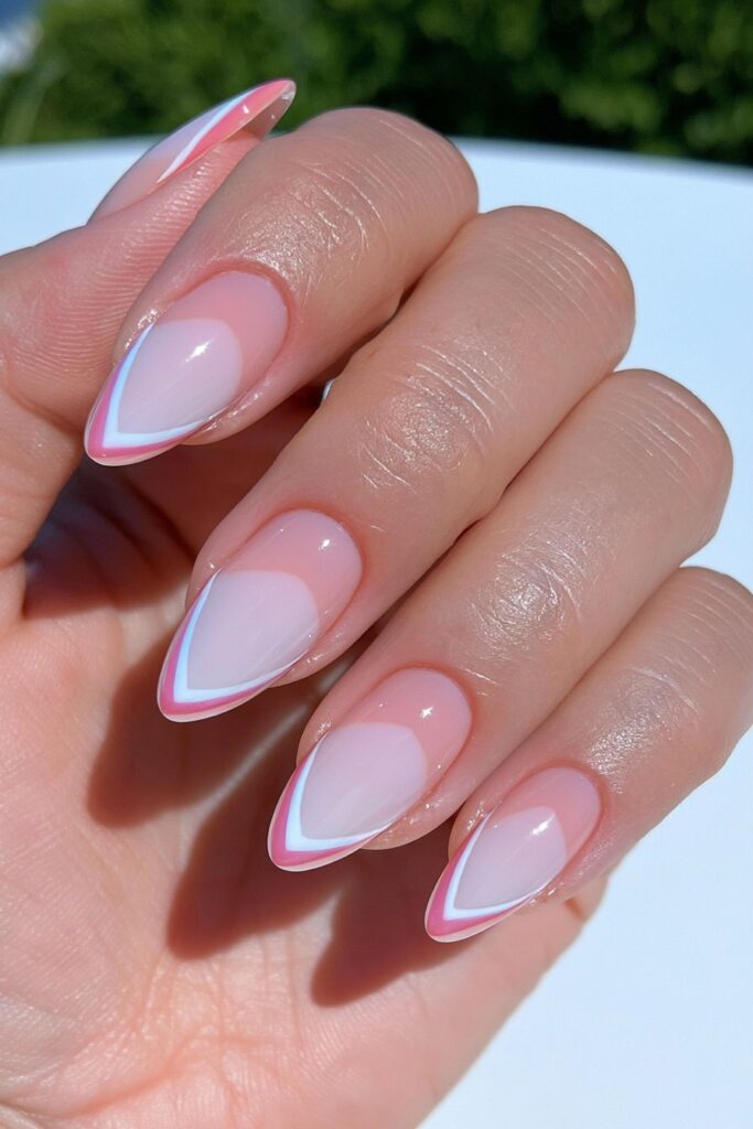 Two-tone color-block nails