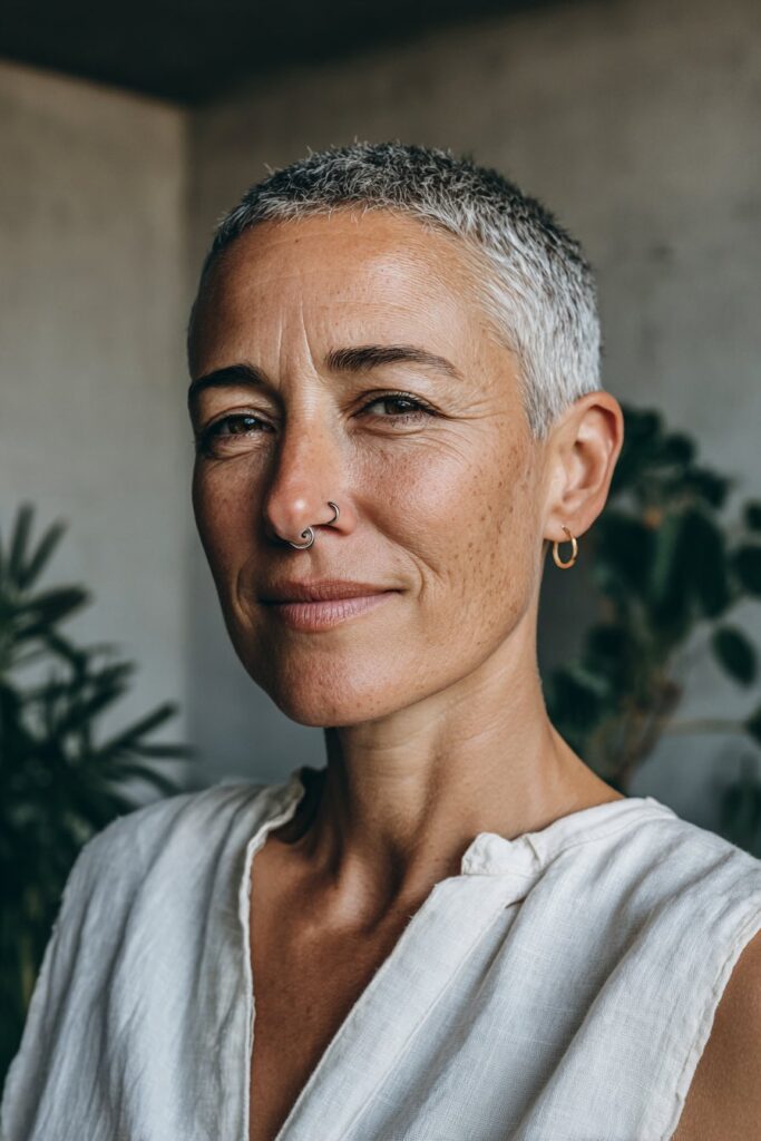 Grey undercut pixie for women over 50