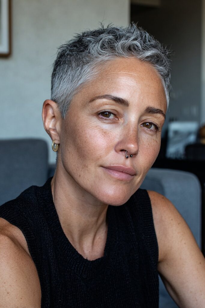 12 Undercut Edgy Choppy Pixie Cuts for Women Over 50 (Bold & Fierce) 4 Undercut pixie cut for women over 50