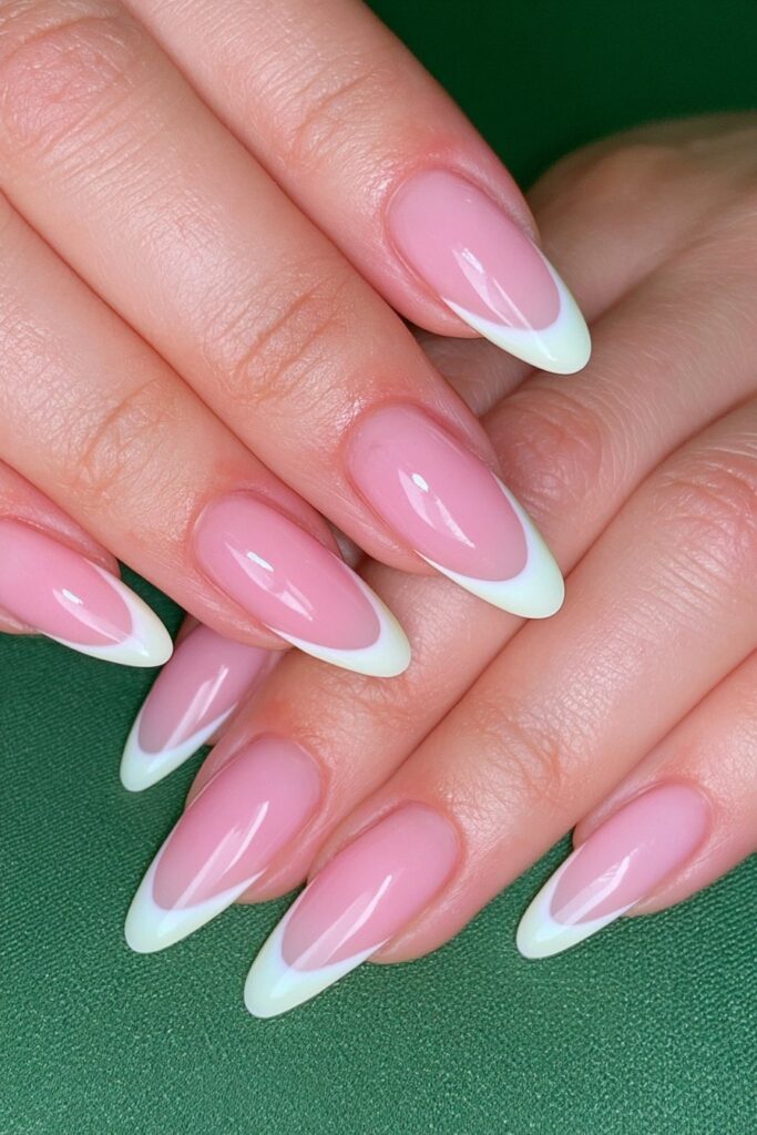 Vanilla French almond nails