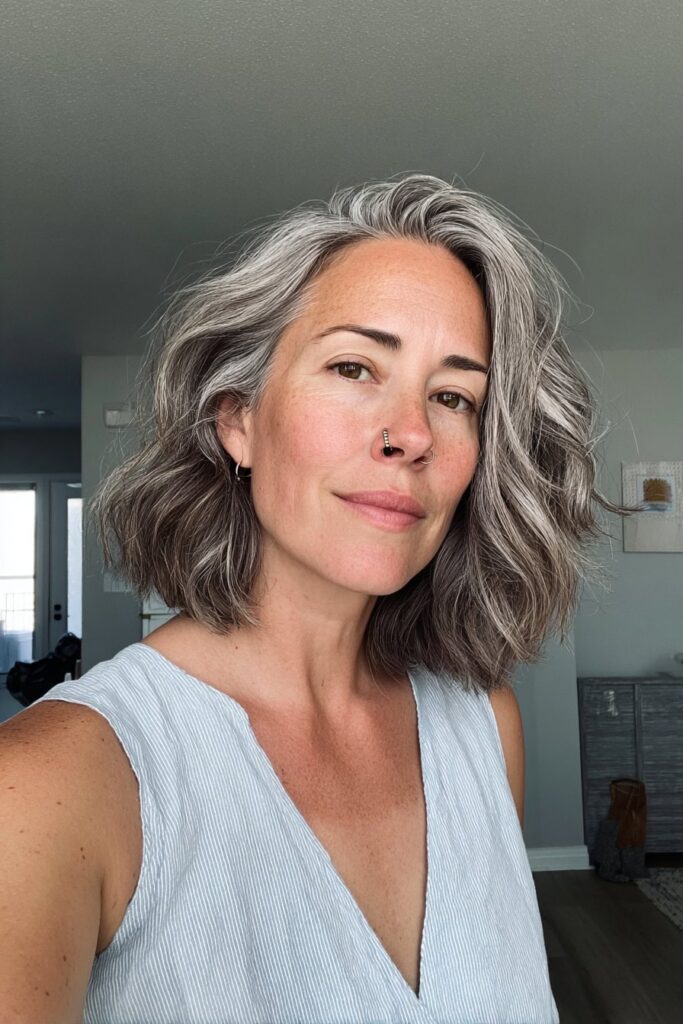 15 Flattering Layered Hairstyles for Women Over 50 13 Wavy shag for women over 50