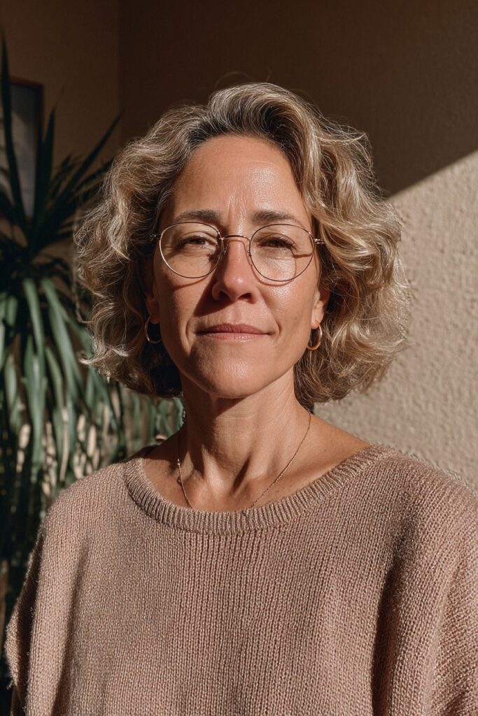 25 Short Hairstyles for Women Over 50 With Glasses 9 Wavy short bob with glasses over 50