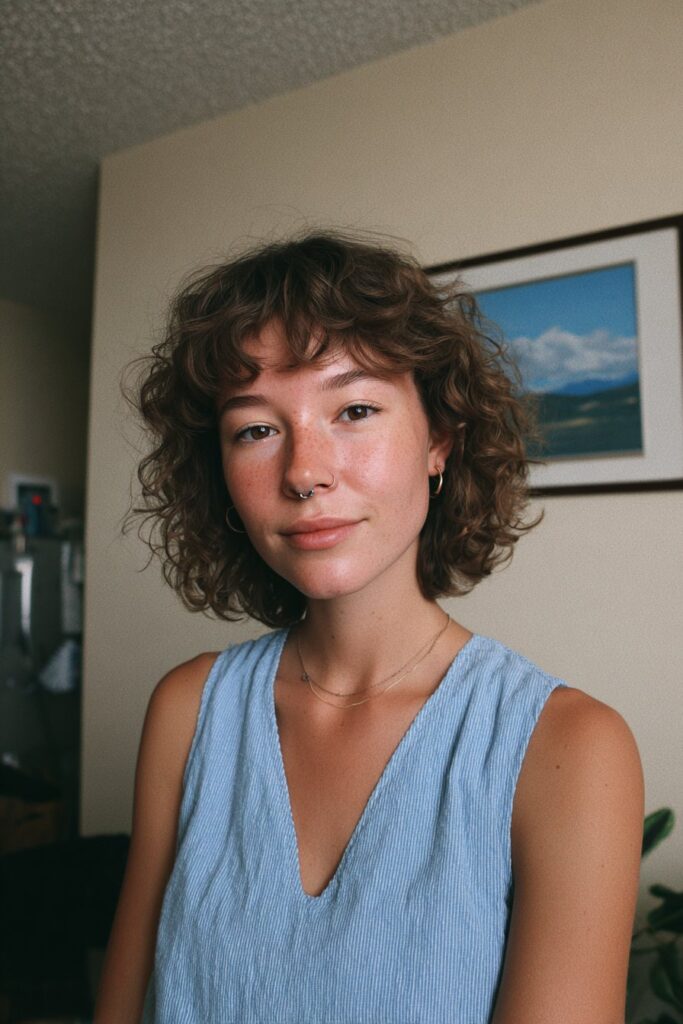 Wavy wolf cut with bangs