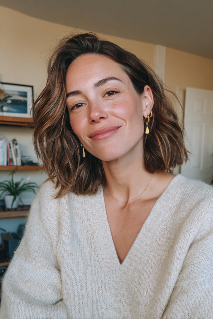 25 Medium Length Wispy Haircuts for Soft Effortless Movement 13 Wispy balayage layered haircut