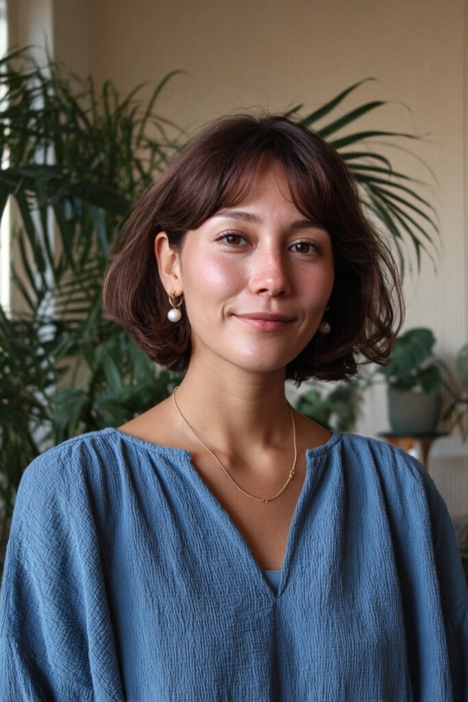 25 Medium Length Wispy Haircuts for Soft Effortless Movement 5 Wispy bob with bangs