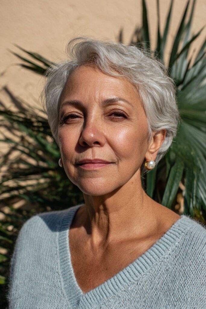 25 Medium Short Wispy Haircuts for Women Over 60 25 Wispy gray pixie bob over 60