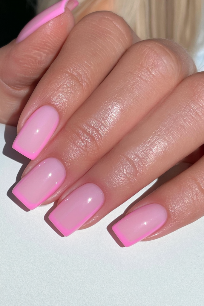Sheer pink jelly school nails