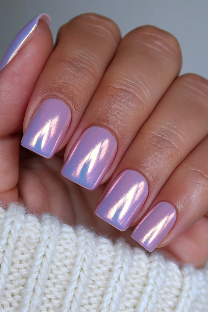 Navy chrome back-to-school nails
